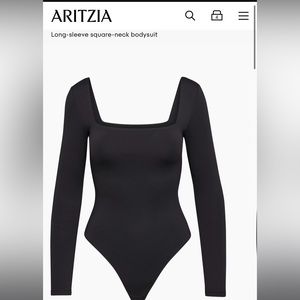 Aritiza, Bataton Contour Square Neck Longsleeve Body Suit, Size M, Black